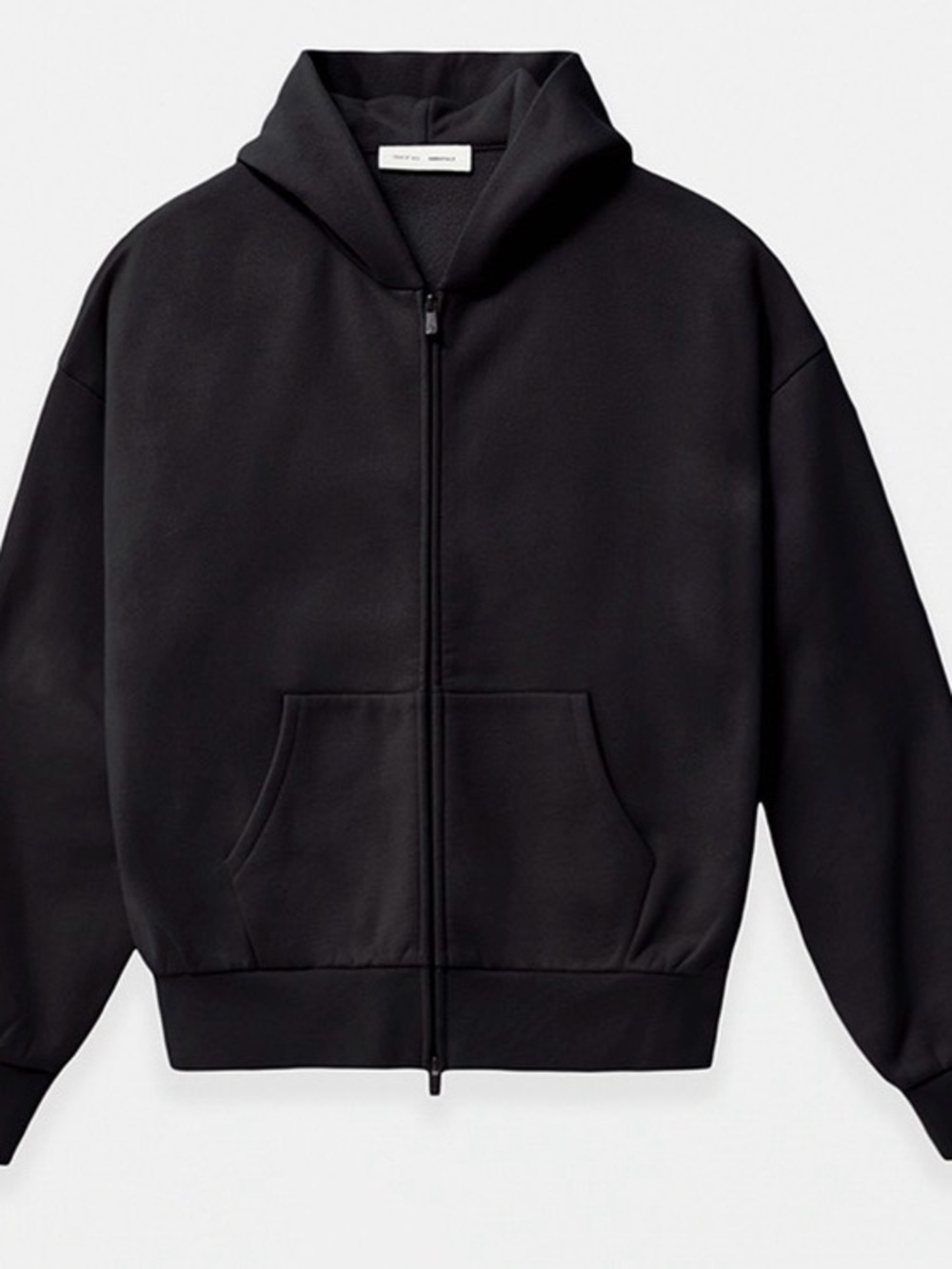 Fear of God ESSENTIALS Jet Black Classic Fleece Zip Up Hoodie -NWT -XL